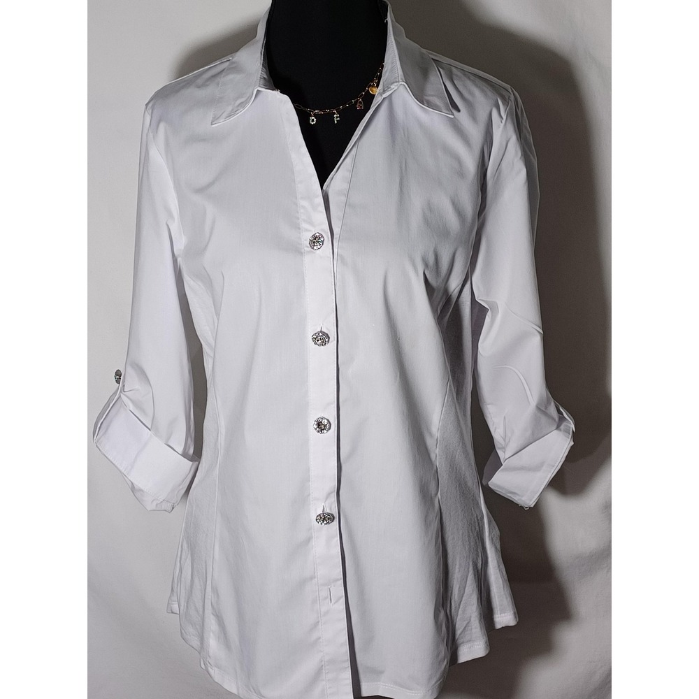 Zac & Rachel Tommy Hilfiger Shirts Womens Small White Button Peplum Lot 2